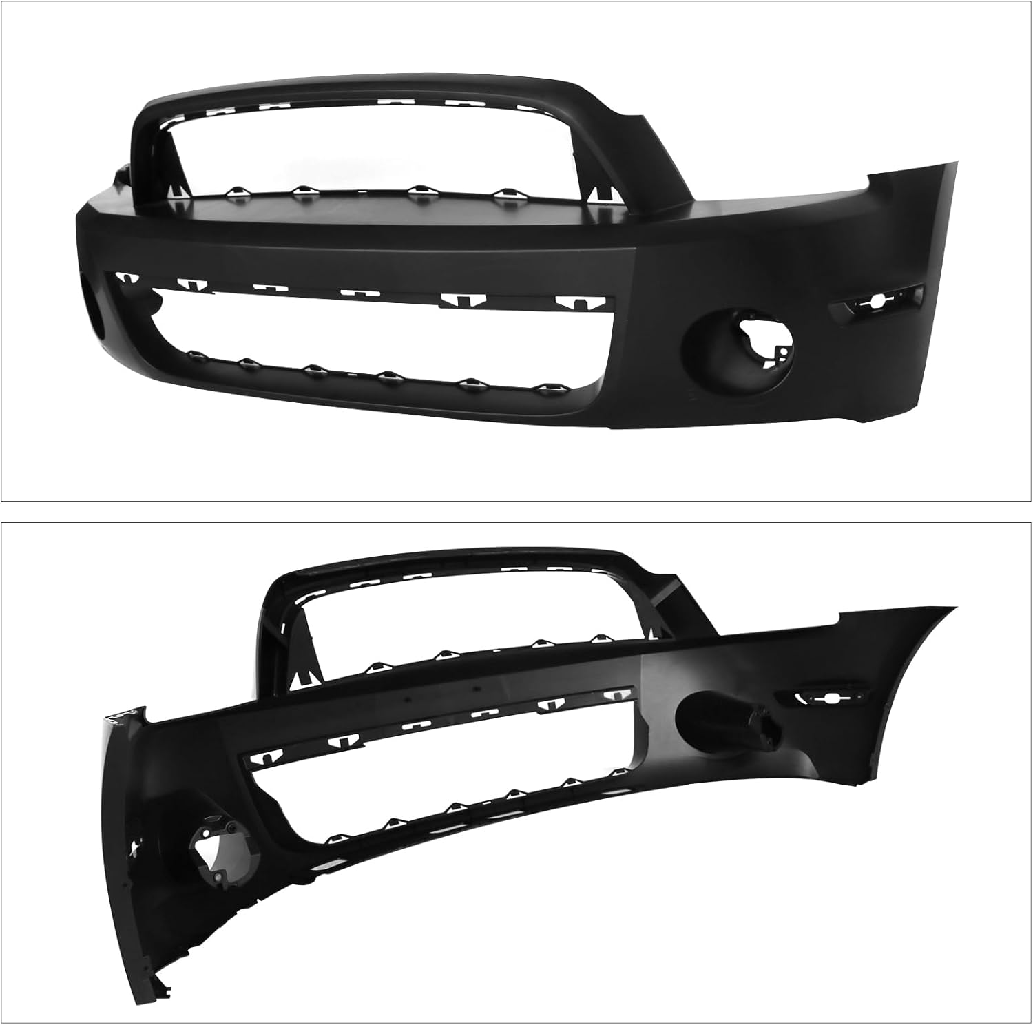 FREEMOTOR802 Front Bumper + Hood Panel Replacement For 2010-2014 Ford Mustang, GT500 Style Unpainted Black PP Full Front Bumper Cover Conversion Kit & Aluminum Engine Cover Set