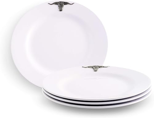 Miniatura 6 de Arthur Court Plato de melamina pesado y duradero, 4 piezas, para uso en interiores y exteriores, fiestas y uso diario, vajilla vintage de 10