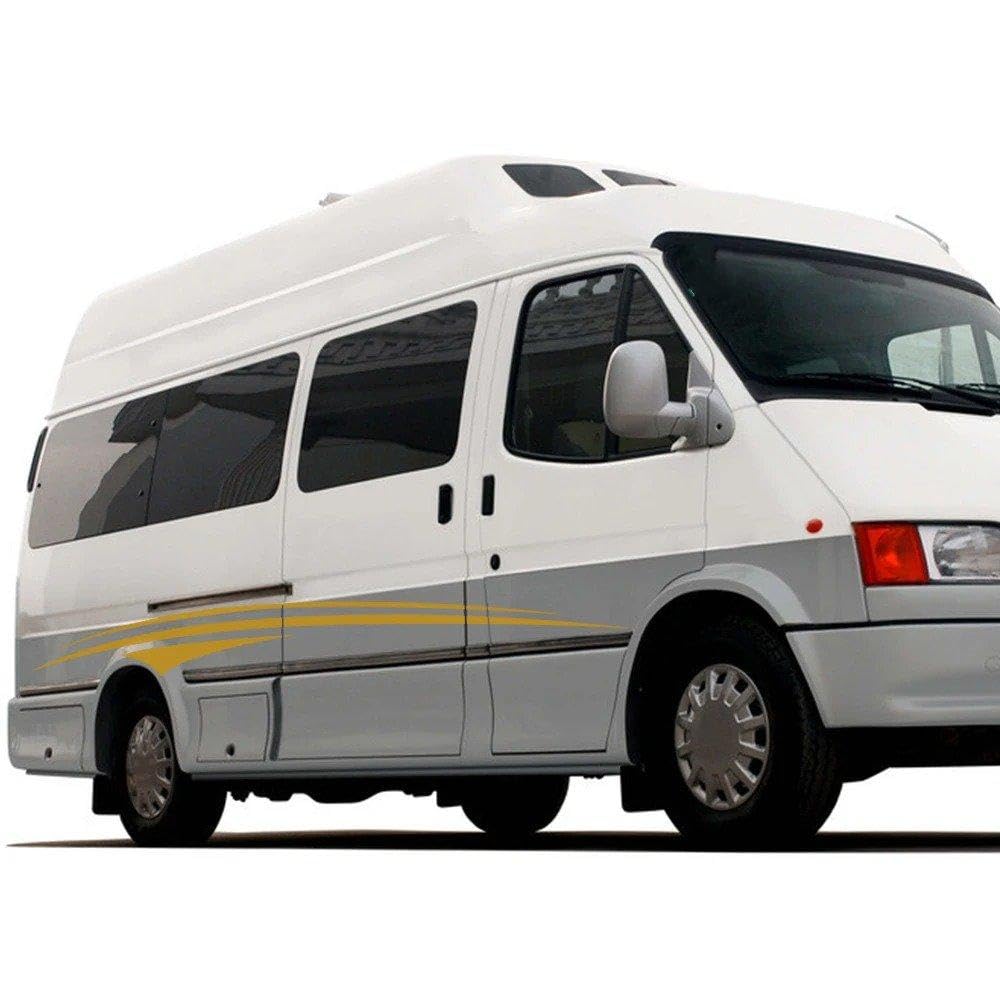 Decalcomanie per auto 2 Pezzi Adesivi Laterali Porta Furgone Strisce Grafiche Kit Copertura Decorazione Corpo Camper Box Cavalli Caravan Decalcomanie Vinile Accessori(Matt Black,250x27.5cm)