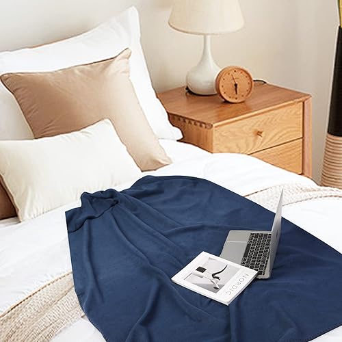 Miniatura 4 de pasanfo Manta de forro polar, ligera, acogedora, suave, apta para mascotas, a granel para sofá o cama, 50 x 60 pulgadas (paquete de 6, color marino)