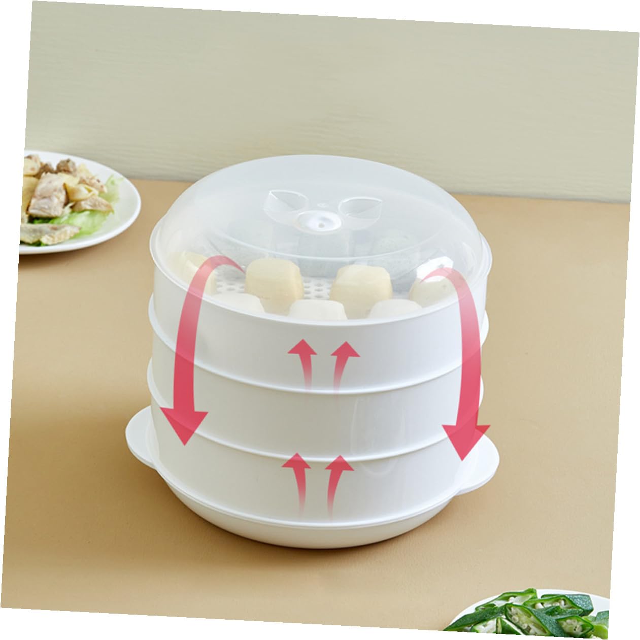 Cocedor al Vapor Microondas Tapa Resistente al Calor Apto para Verduras Pasta y Arroz Utensilio Cocina Fácil Limpieza y Duradero