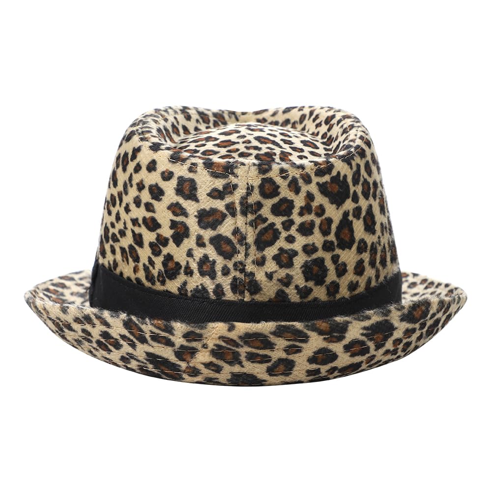 LONTG Chapeau Panama Vintage Femme Chapeau Fedora en Feutre à Large Bord avec Bande Chapeaux Trilby Jazz Léopard Sexy Chapeaux de Gentleman Classique Printemp Automne Casquette Panama Hat