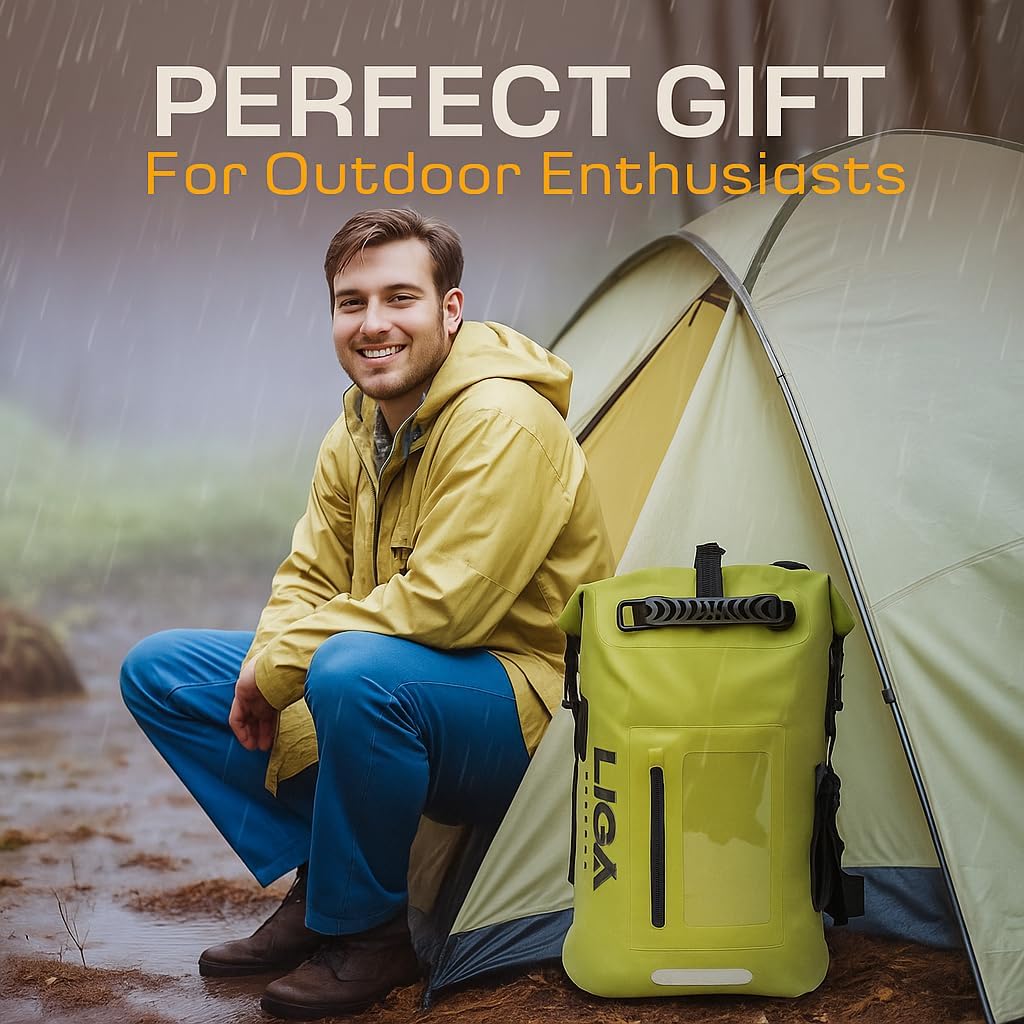 LIGA Waterproof Duffel Bag Backpack, 30L Heavy Duty Roll-Top Closure Travel Backpack, Cushioned Dry Storage Bag for Hiking, Kayak, Travel, Biking, Camping, Fishing (Green) - Image 7