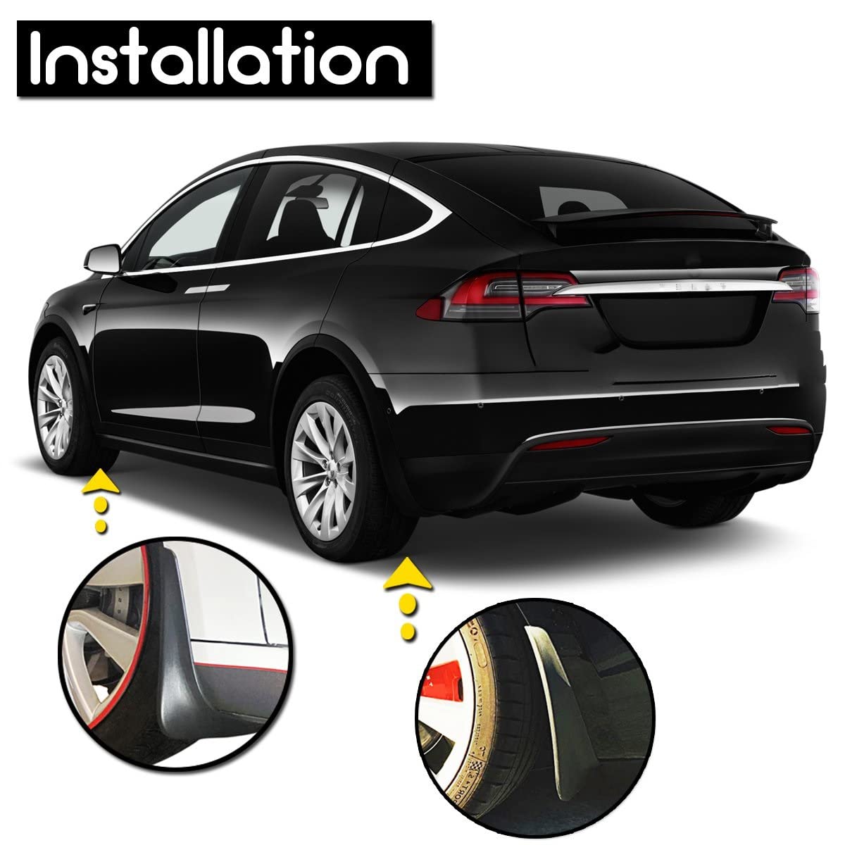 Paraspruzzi per Tesla Model X 2015 2016 2017 2018 2019 2021 4Pcs Paraspruzzi Paraspruzzi Flap Parafanghi W/Clip Viti Auto Anteriore Posteriore Parafanghi