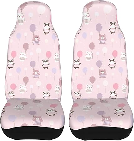 Amazon カーシートカバー パンダとくま 風船 ピンク シートクッション 車用シートカバー ２枚セット 前席用 防汚 気性 洗える 普通車 適用 フロント 軽自動車 取付簡単 お手入れ簡単 シートカバー 背面フルカバー ブラック 運転席 助手席 車用 シート カバー カー用品
