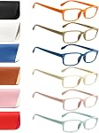 Kerecsen Ensemble de 6 Lunettes de Lecture Bloquant la Lumière Bleue, Lunettes à Charnière à Ressort pour Hommes et Femmes, Lunettes de Prescription