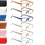 Kerecsen 6-Pack Reading Glasses Blue Light Blocking,Spring Hinge Readers for Men Women,Computer Eyeglasses (6 Mix Matte-4, 3.50, x)