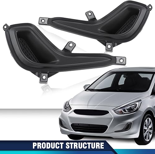 Miniatura 8 de PIT66 Cubierta de lámpara antiniebla negra izquierda y derecha compatible con Hyundai Accent 2012-2017 1.6L 1591CC 97Cu.In.L4 GAS DOHC 865631R000,