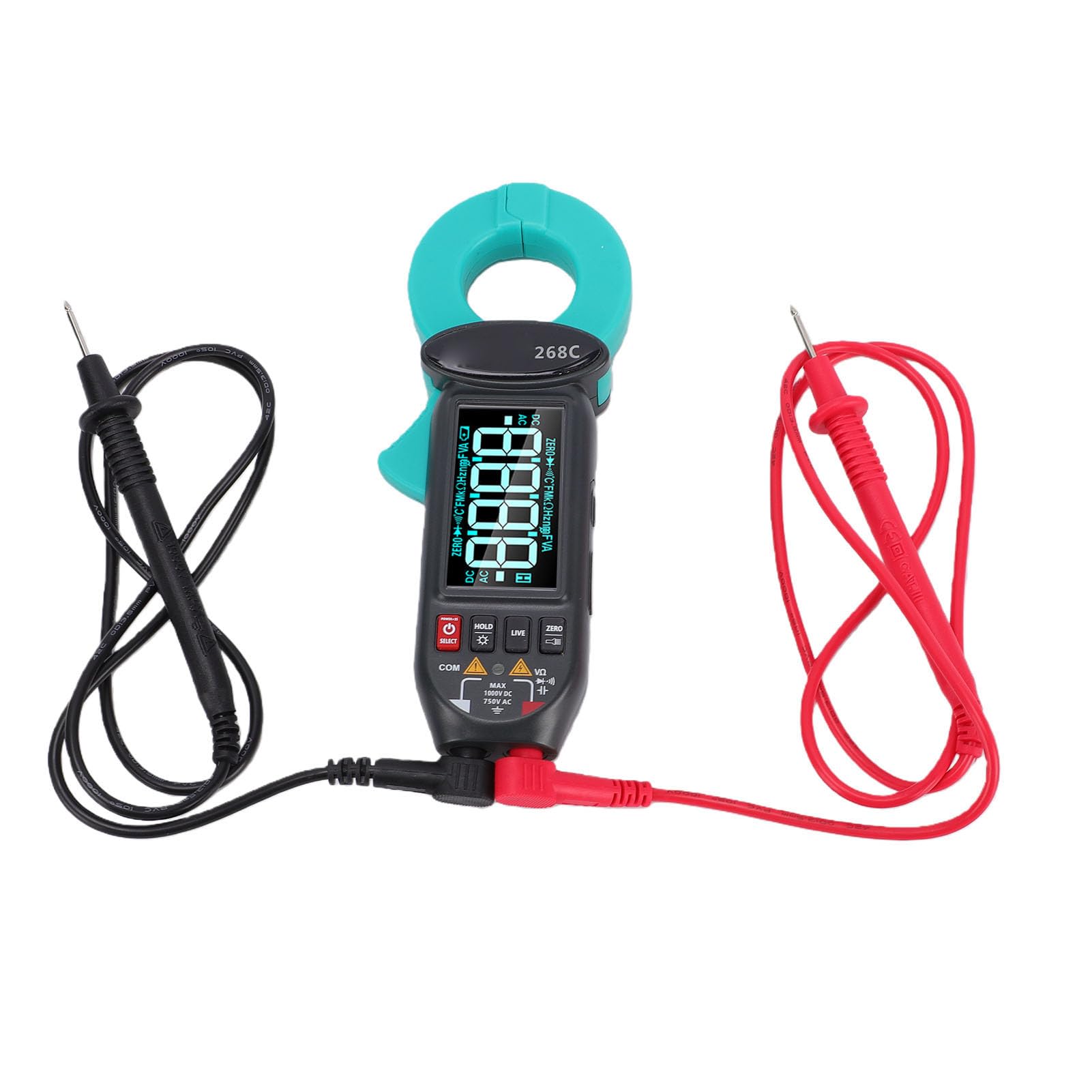 Jectse Zangenmessgerät, 5999 Counts True RMS Zangenmessgerät, 60 MA-100 A Automatischer Identifikationstester, AC-DC-Leckstrom-Spannungsprüfer für Widerstandsfrequenz-Kapazitätsdiode