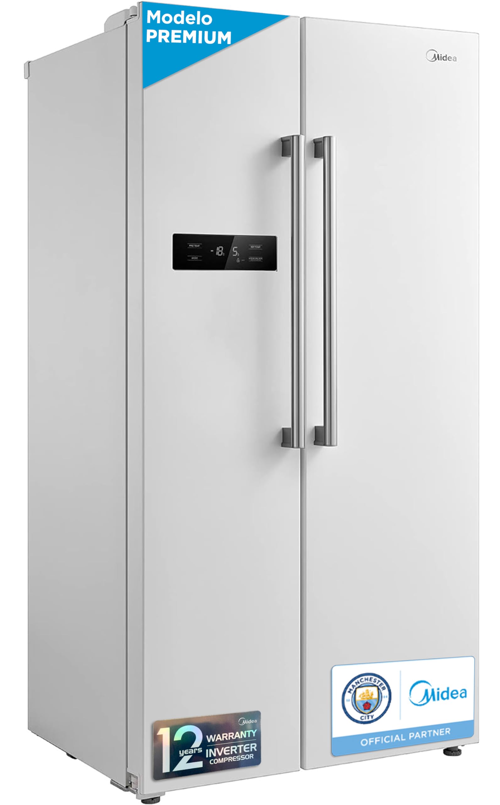 Midea Frigorifico Americano Combi No Frost Blanco 176,5 x 89,7 cm con Capacidad 532L | Nevera Americana SBS con Congelador Vertical 197L y Panel Táctil | Tecnología No Frost y Filtro Anti-bacterias
