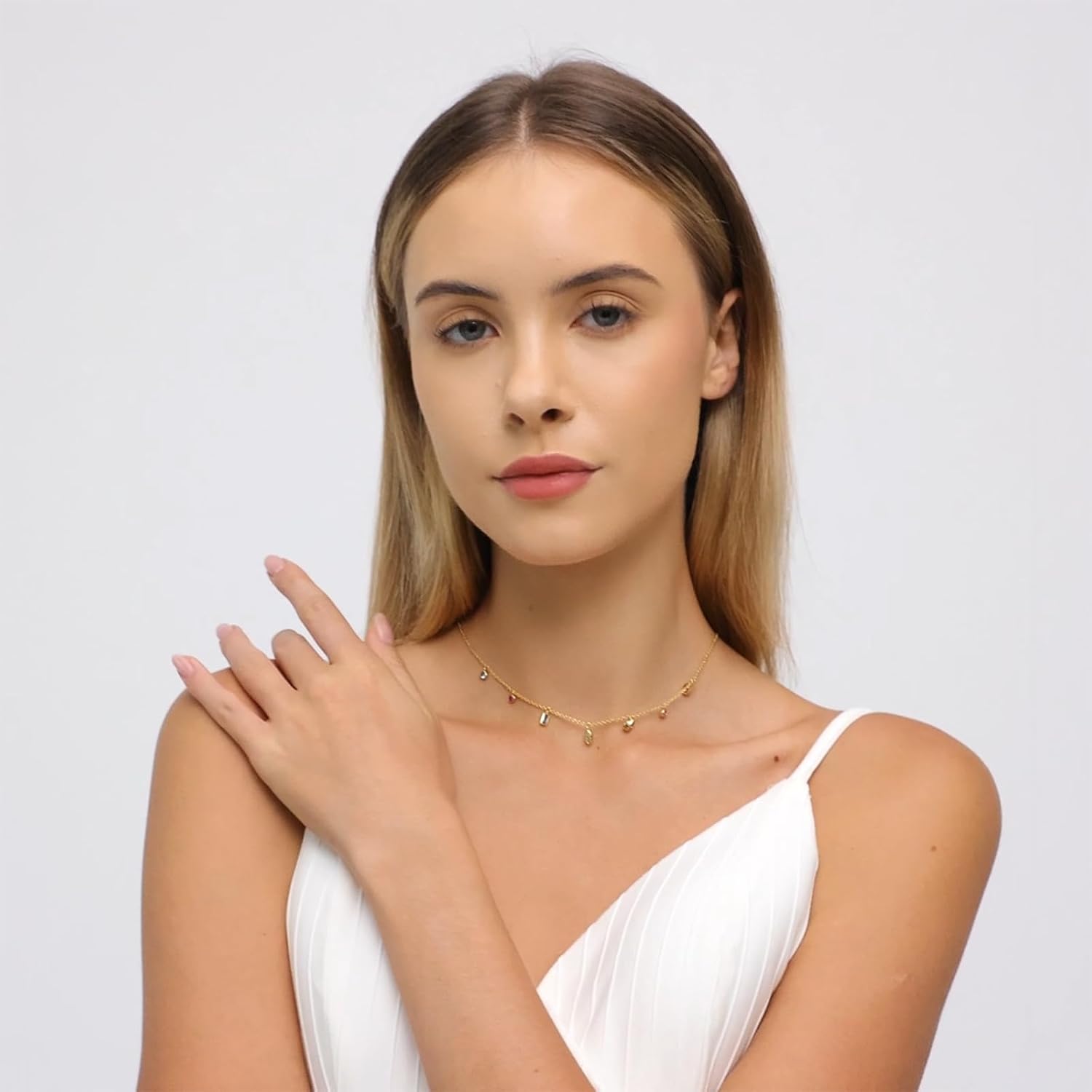 G&GEMSJEW Sparkling 14K Gold Plated Cubic Zirconia Necklace for Women | Elegant Everyday Jewelry Gifts for Wife, Girlfriend | Birthday, Anniversary, Bridesmaid Party Accessories