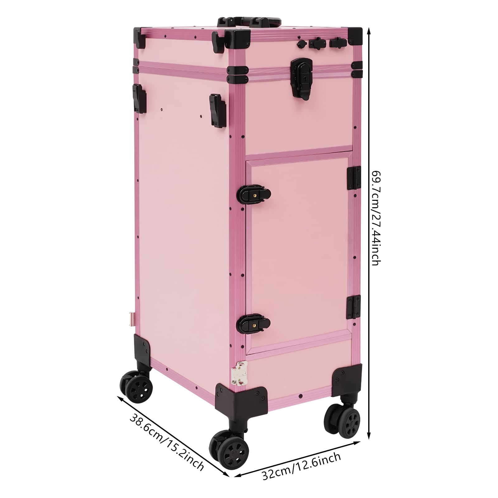 Faltbarer Schönheitstisch, Kosmetikkoffer Trolley, Make-up Koffer Rolling Cosmetic Organizer mit 3 Schubladen, Spiegel, Licht und Bluetooth für Home Spa Beauty Salon Draussen Hochzeits Make-up