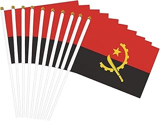 Angolan Angola Flag Hand Held Small Mini Flags On Sticks 5.5 × 8.2 Inch Double Sided Banner Patriotic Outdoor Party Festival Decorations Sport Event Ten Piece