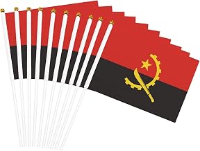 Angolan Angola Flag Hand Held Small Mini Flags On Sticks 5.5 × 8.2 Inch Double Sided Banner Patriotic Outdoor Party Festival Decorations Sport Event Ten Piece