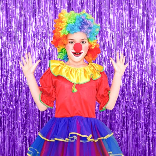 Image of 10 Pack Purple Backdrop Tinsel Streamers Foil Fringe Backdrop Halloween Party Decorations Purple Backdrop Curtain Birthday Graduation Bachelorette Christmas New Year Party Decorations