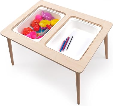 Montessori Ah ap Aktivite Masas  Seti   Kapakl  Y zey, Saklama Hazneli, Do al+Beyaz  ift Saklama Alanl  Sadece Masa