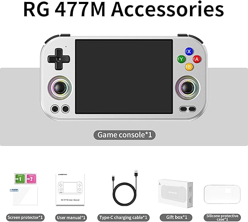 Miniatura 9 de RG477M - Consola de juegos de mano retro, aleación de aluminio CNC Dimensity 8300 Android14 sistema 4.7 pulgadas táctil consola de juegos portátil