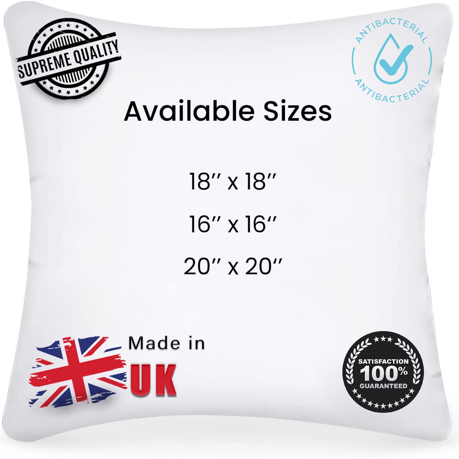 Linens World Wstawki do poduszek (4 sztuki) - luksusowe wkładki do poduszek 45 cm x 45 cm, hipoalergiczne kwadratowe z włókien wydrążonych, 18 x 18 wkładek do poduszki, bardzo puszyste i super miękkie poduszki - białe
