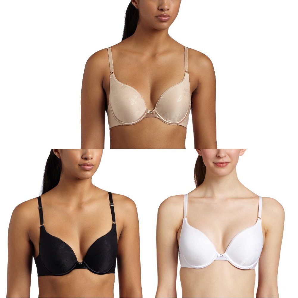 Vanity Fair womens Push Up bras Underwire - Beige Black White Jacquard 3 Pack 36A US