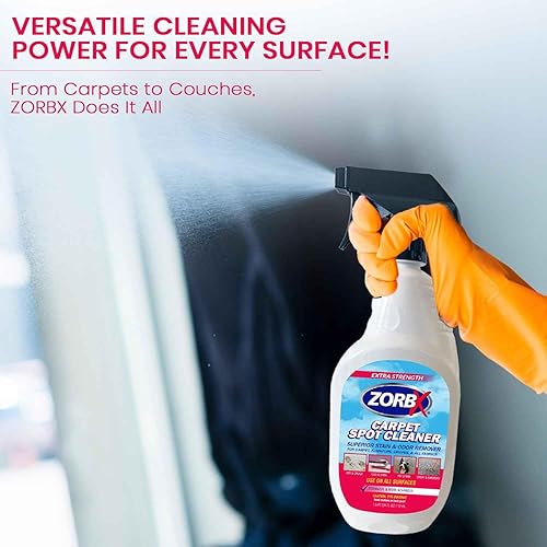 Miniatura 7 de ZORBX Spray removedor de olores y manchas de alfombras de 24 onzas, complemento perfecto para suministros de limpieza, limpiador de manchas de