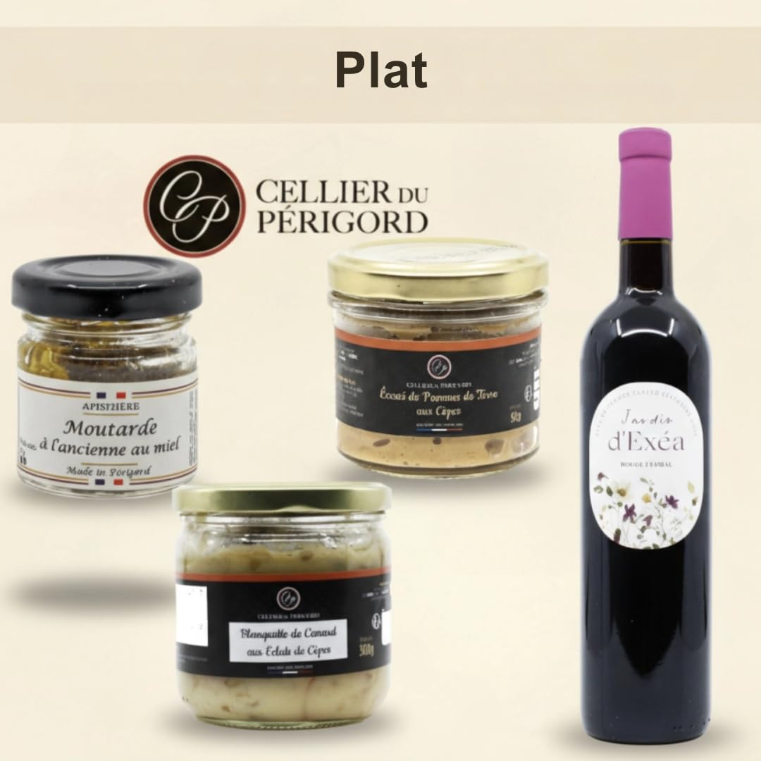 Cellier du Périgord Panier Gourmand Colis Uby et Exea - Vin | Foie gras de canard 120g, confit d'oignons, pain d'épices et vins Domaine Uby et Domaine Exea du Sud-Ouest en valisette