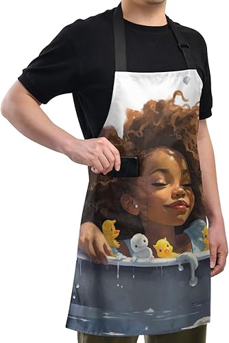 Miniatura 7 de RPLIFE a Girl Laying into a Jacuzzi of Duckies - Delantal de cocina para mujer, bolsillos de delantal, delantal impermeable para cocinar, delantal