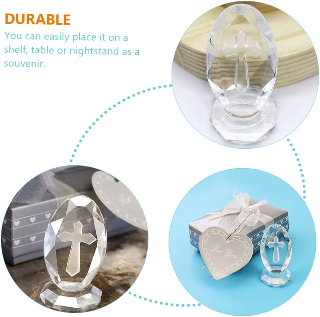 Gatuida 2sets Shower Crystal Cross Adornment for Boys Elegant Baptism Decoration Photo Prop and Keepsake for Celebrating Special Moments