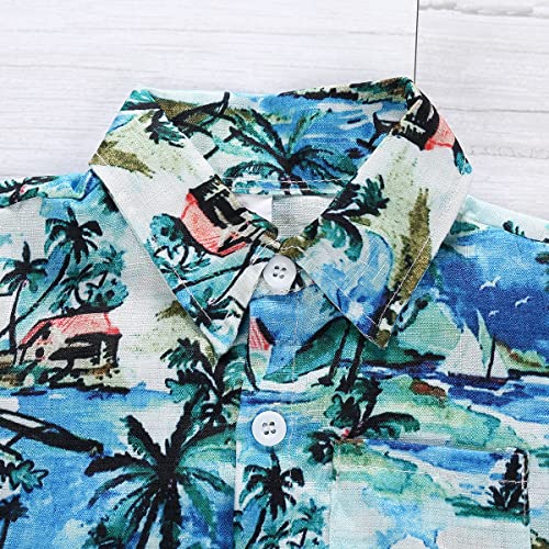 Baby Boys Hawaiian Shirts Romper Toddlers Button Down Short Sleeve Outfits Infant Kid Onesie Summer Beach Clothes2