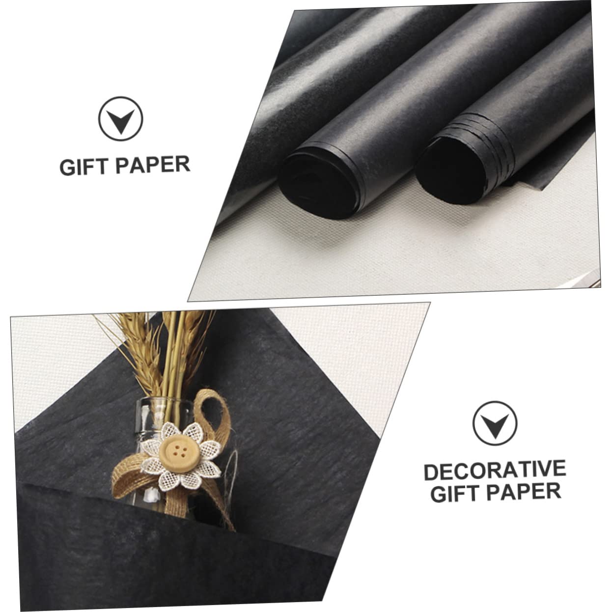 SHINEOFI Kraftpapier Schwarz für Blumensträuße Geschenkpapier Rolle Dekoratives Papierverpackung Geeignet für Große Blumensträuße Langlebig