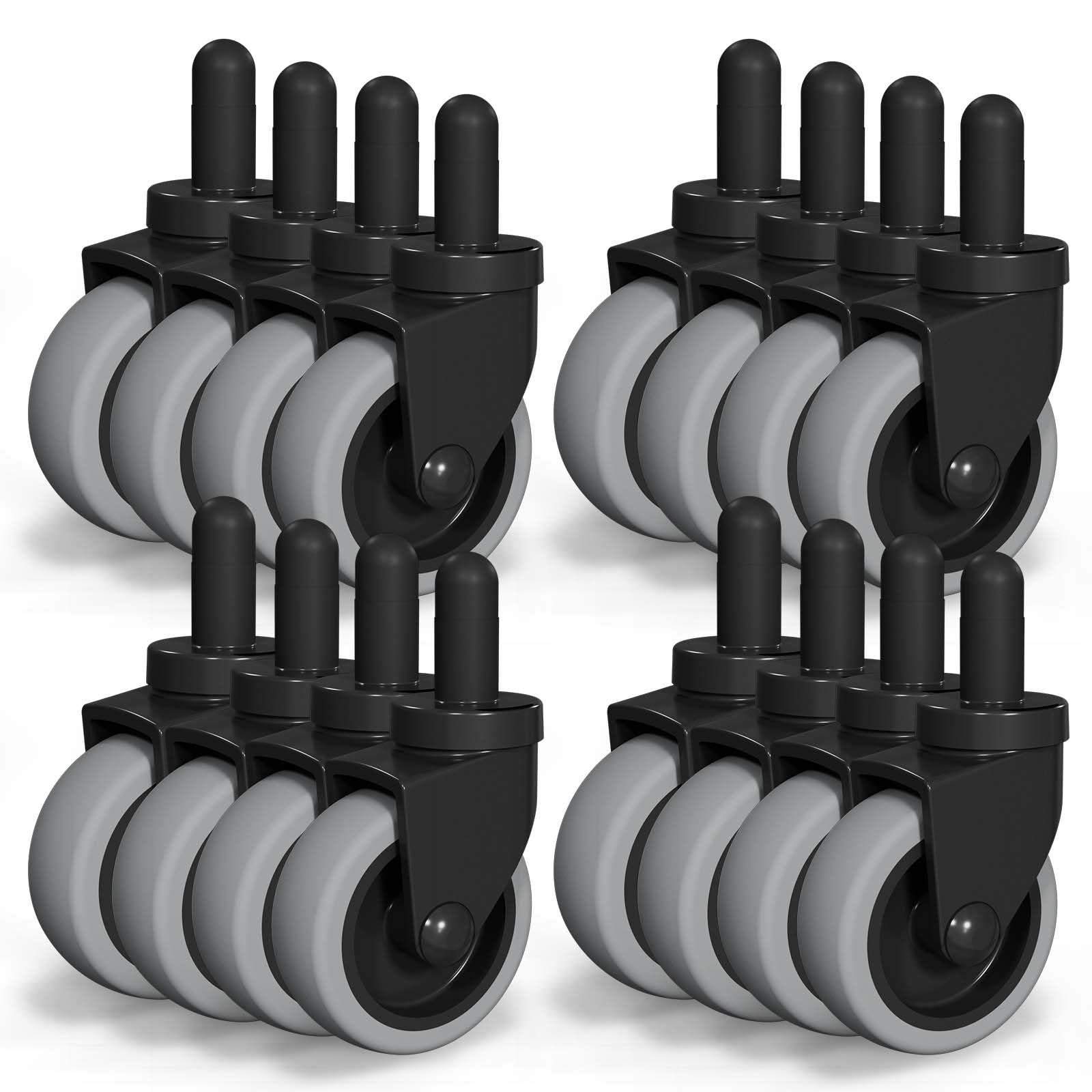 AAGUT Mop Bucket Casters Replacement 3" Set of 16 Swivel Bayonet Caster Non-Marking Thermoplastic Rubber Wheels Compatible with Rubbermaid Models&