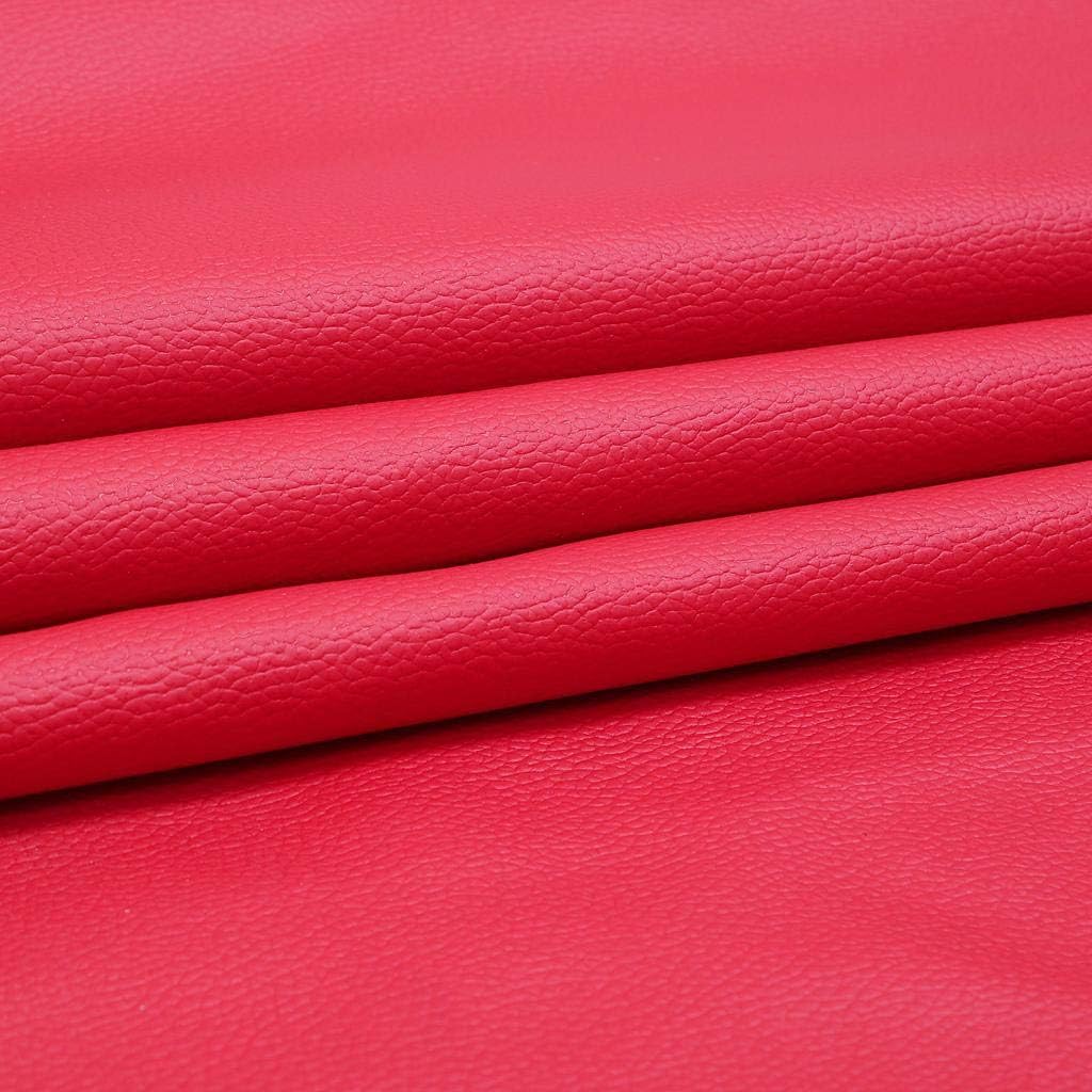 Upholstery Rexine Fabric/Artificial Leather Sheet - 140 cms Width - PU Mix, Matte Finish - 1 Meter Multiple - Color: Red