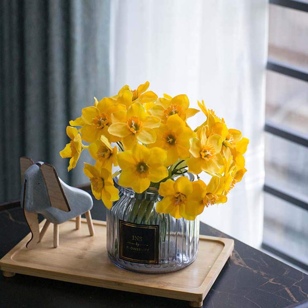Amazon｜造花 インテリア 水仙 黄 花瓶付き フェイクフラワー 北欧