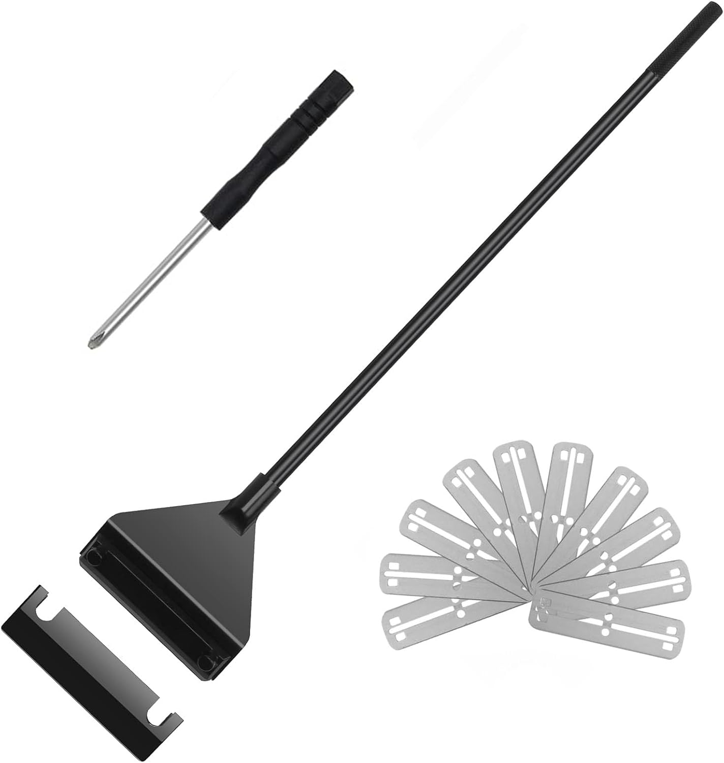 Algae Scraper for Glass Aquariums, Fish Reef Plant Glass Tank Scraper Cleaner,15.7" Handheld Scraper Cleaning Razor, Cleaning Tools Accessories with 10 Replaceable Stainless Steel Blades