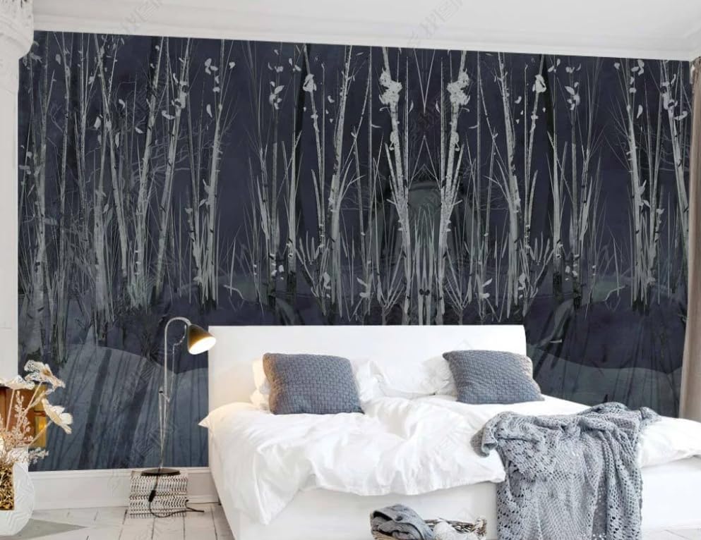 Poster géant forêt noire pour une ambiance nature chic dans la chambre