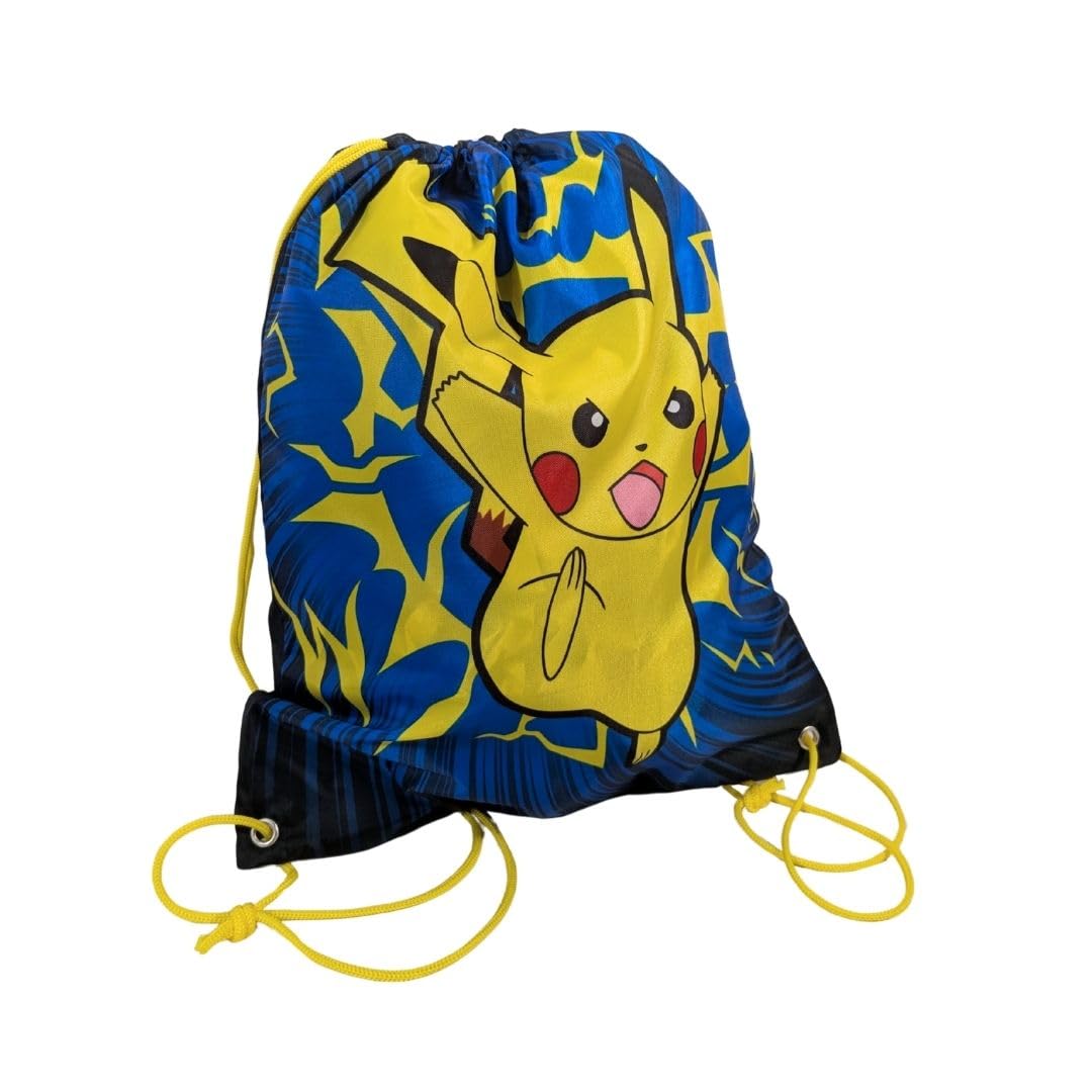 mybagstory - Sac de Piscine pour Garcon Pokémon - Bleu - Enfant - Ecole - Garderie - Taille 42 cm - Bretelles réglables - Ficell