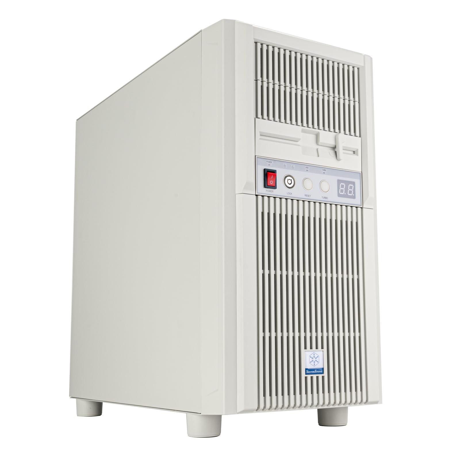 SilverStone FLP03 - Retro-inspiriertes M-ATX Gehäuse mit Unterstützung für vielseitige Speicherlösungen High-End-GPUs und effiziente Kühlung, SST-FLP03W