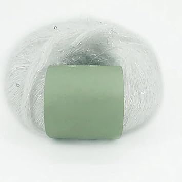 Yarn,crochet yarn cotton,ball of yarn,linen yarn,Sequins Beads Silk Wool Mohair Yarn Fine Line Long Pile Cashmere Matching Thread Crochet Hooks Scarf Accessories02white