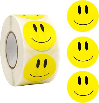 500 Smiley Happy Face Stickers 1.5" Large Yellow Incentive Word Stickers for Students