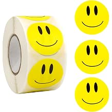 500 Smiley Happy Face Stickers 1.5" Large Yellow Incentive Word Stickers for Students