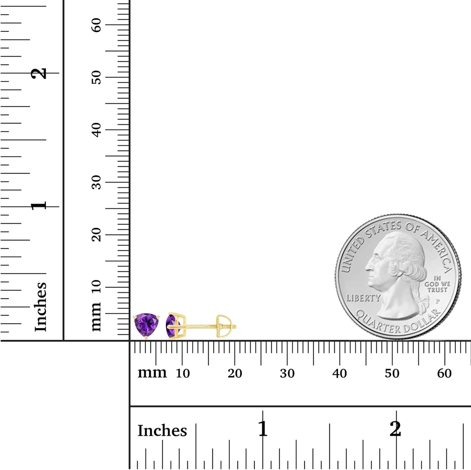 14K Gold Plated 925 Sterling Silver Hypoallergenic 5mm Triangle Trillion Cut Prong Set Genuine Birthstone Solitaire Screwback Stud Earrings - Image 4