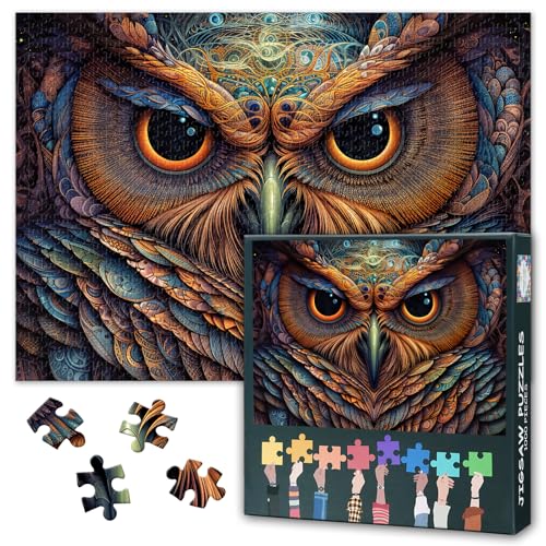 Mysterious Owl Jigsaw Puzzles Spiritual Shamanic Totem Animal, Protective Spirit Puzzle for Adults 1