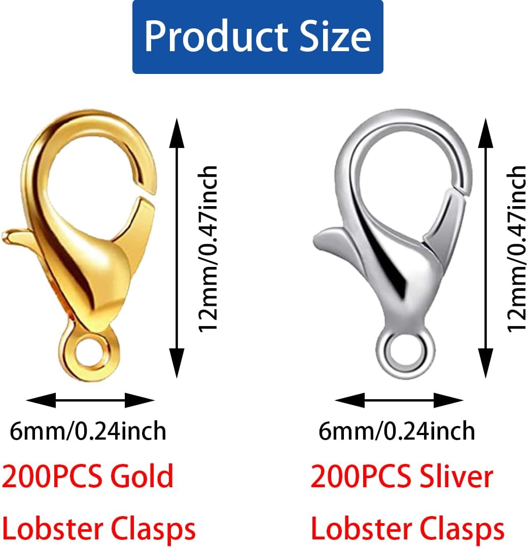 400PCS Lobster Clasps Metal Alloy Small Lobster Claw Clasps Lobster Clip for Handmade Necklace Bracelet Jewelry Making (Gold and Sliver) - Image 2