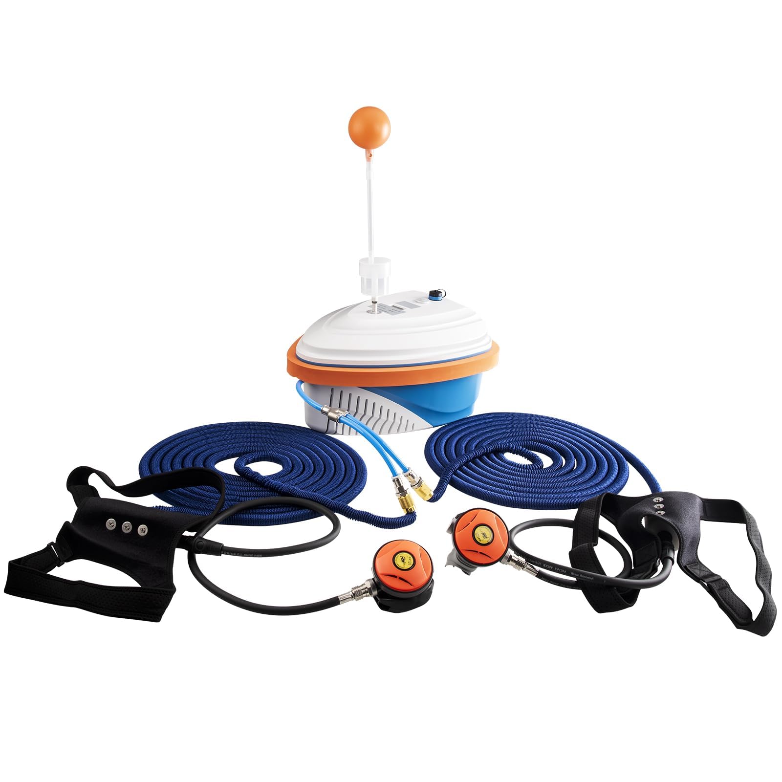 GOYOJO Diving Hookah System Portable Tankless Scuba Gear with 132 000mAh Battery 7-10H Runtime Dual Respirators 50-60ft Depth
