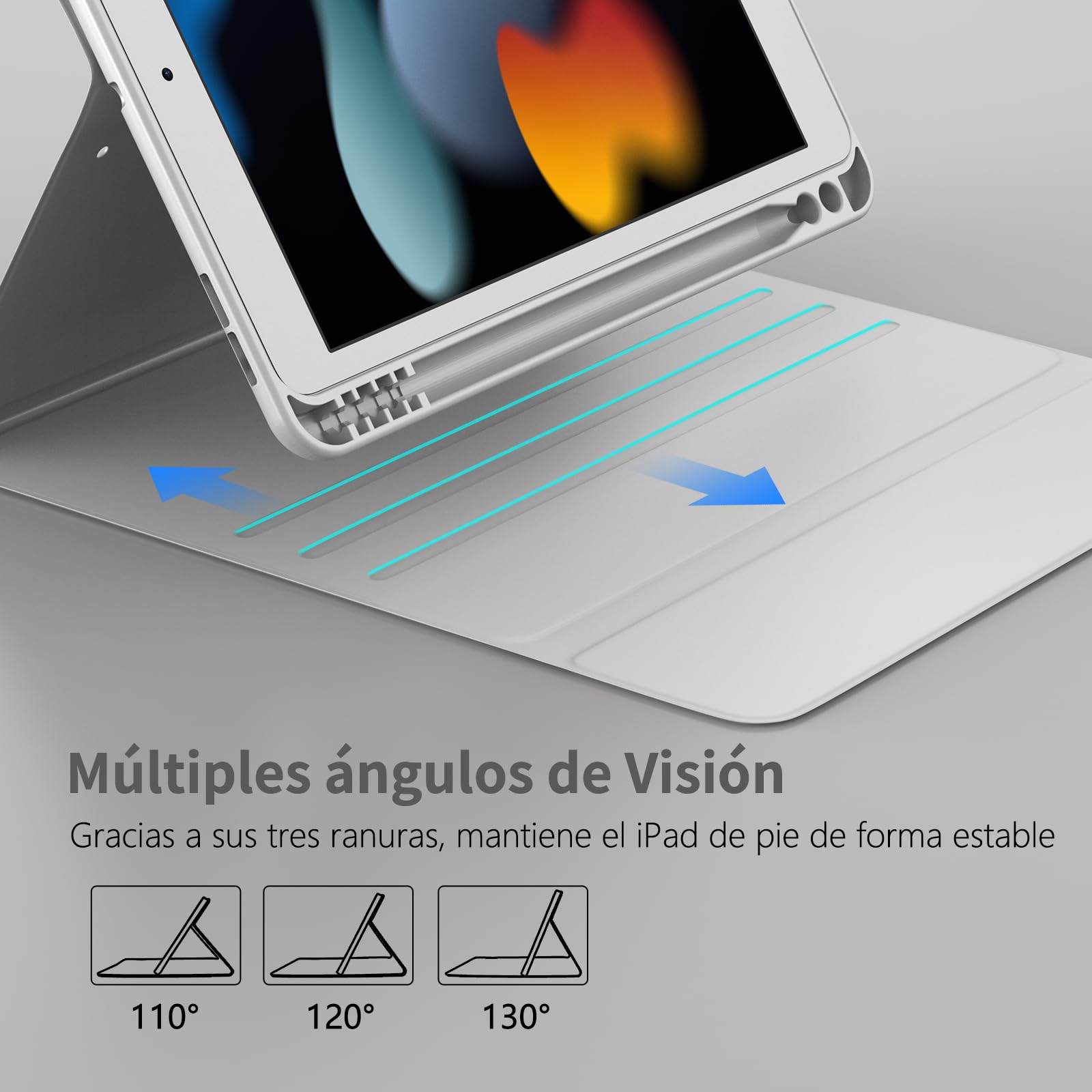 TQQ Funda Teclado iPad 9 generación con Porta lápices Incorporado, Desmontable Español Ñ Teclado para iPad 10.2" 9ª/8ª/7ª Gen, iPad Pro 10.5" 2017, iPad Air 3 2019