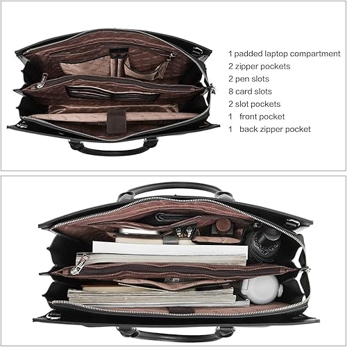 Miniatura 4 de CLUCI Maletín para mujer, de cuero, portátil, de 15,6 pulgadas, para negocios, negocios, trabajo, computadora, bolsas de mano