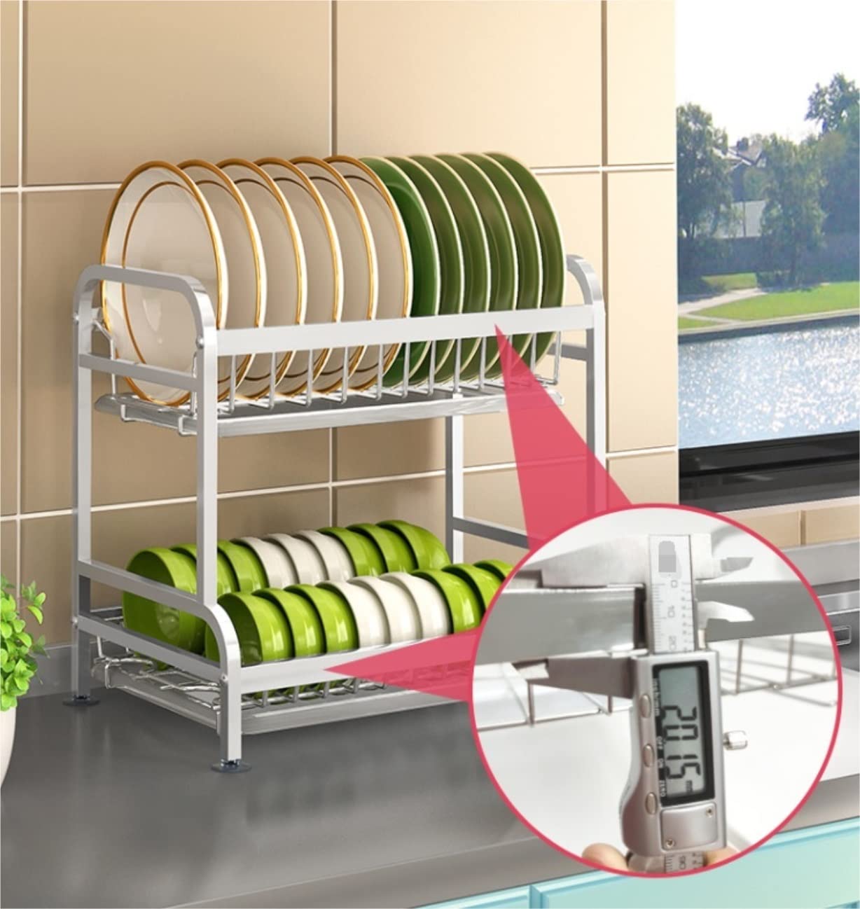 Escurridor de Platos de Cocina de 3 Capas, escurridor de Platos de Acero Inoxidable 304, escurridor de Platos de Cocina, escurridor Cromado, escurridor de Platos.