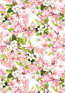 1 x A4 Printed Pink Cherry Blossom Flower Themed Wallpaper Decor Icing Sheet Edible Cake Topper Decorated Sheet - Perfect for Large Cakes