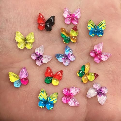 Miniatura 3 de homeemoh Diamantes de imitación de mariposa con parte trasera plana, 80 unidades de 0.394 pulgadas, dijes de mariposa de resina para uñas, adornos,