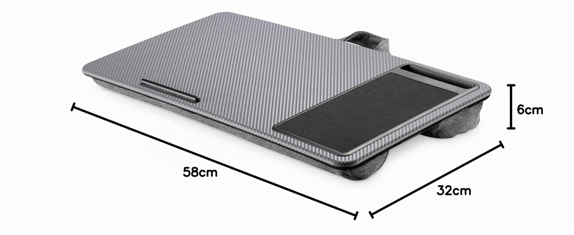 DIGITUS DA-90441 - Cojín para portátil - para portátiles de 17" - con Soporte para Smartphone - cojín para portátil - Mesa para portátil para Trabajar cómodamente Desde el sofá o la Cama - Gris