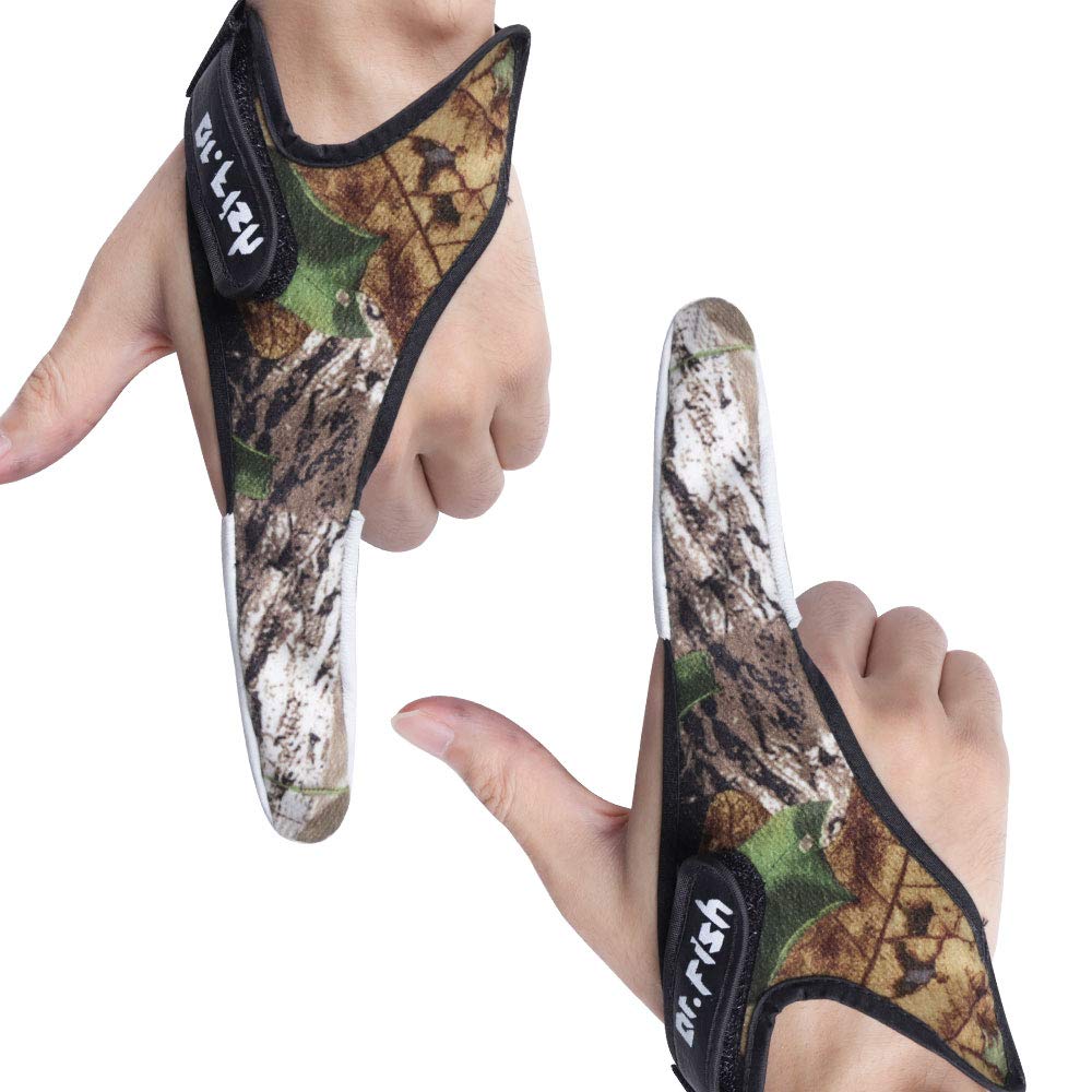 Dr.Fish 2 Pieces Fishing Gloves Casting 2 Finger Index Finger Stall Protector Anti-Slice Saltwater Trolling Surf Fishing Braid Line Anti-Slip Cooftable Woolen